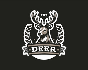 Deer Head Logo Vector Illustration for T-shirts