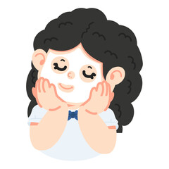girl applying facial mask on her face