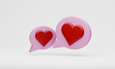 Broken Heart and Healing Heart Icons in Speech Bubbles