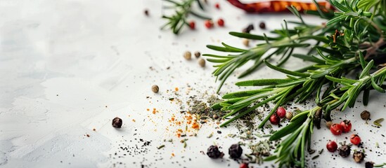 Rosemary and other spices are essential for adding flavor to food enhancing the concept of seasoning in cooking Copy space image