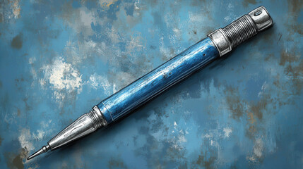 Naklejka premium Vintage hand ice drill sketch for winter fishing on textured background