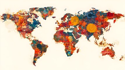 Fototapeta premium Vibrant World Map Digital Painting for Mental Health Awareness
