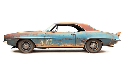 Vintage Muscle Car Isolated on White Background
