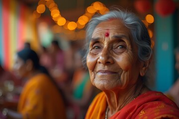 Obraz premium beautiful face of an old idian woman up close 