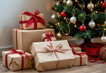 Obraz premium christmas tree with gifts