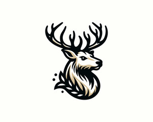 Deer Head Logo Vector Illustration for T-shirts