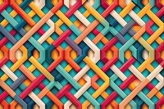 Abstract geometric pattern with interlocking shapes and bold colors, shapes, artwork, stylized, abstract