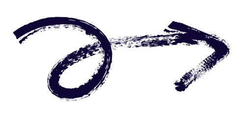 Hand drawn simple arrow drawn with wax crayon, chalk or charcoal. Uneven dry texture for underlining highlighting. Pencil drawn lines, strikethrough, grungy vector isolated on white