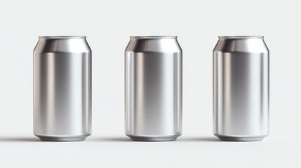 Set of 330 ml aluminum cans isolated against a clean white background