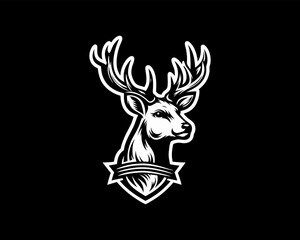 Deer Head Logo Vector Illustration for T-shirts