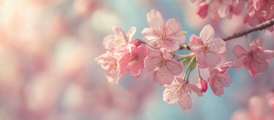 Cherry Blossoms In Full Bloom On A Spring Day