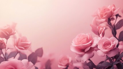 Roses framed against a soft pink pastel background A monochromatic floral backdrop perfect for your creative projects