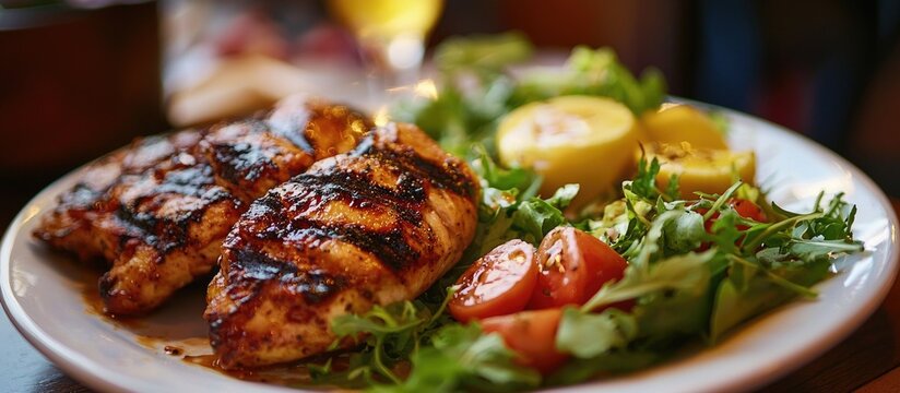 Chicken Dinner Bqq With Salad