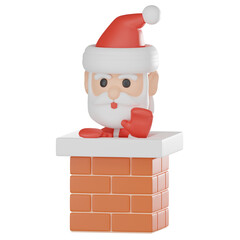3D Render Funny Santa Claus Stuck in Chimney Icon Illustration for Christmas Themes