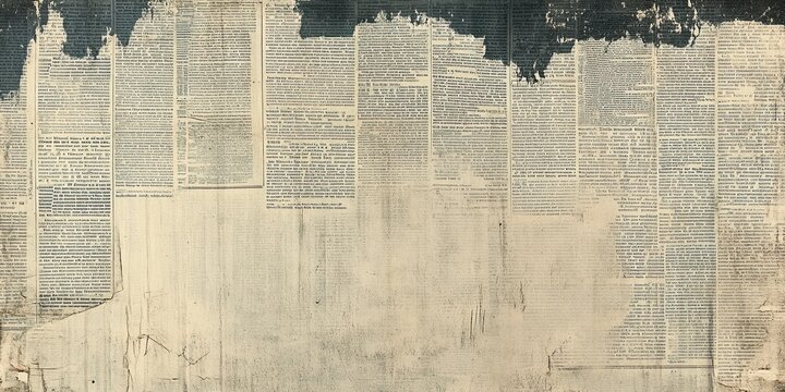 Vintage newspaper texture on aged paper. Old newsprint with an antique journalism feel. Background with a classic layout, suitable for historic media projects, nostalgic in style.