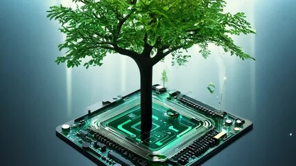 green circuit tree out growing image Conceptual board technology processor hardware electronic chips digital card datum motherboard macro network tech computer design engineering communication plant 