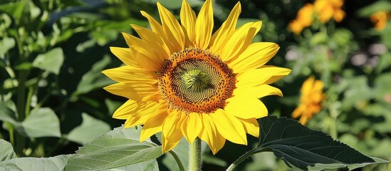 Obraz premium Bright Yellow Sunflower Helianthus Annuus Blooms In The Garden