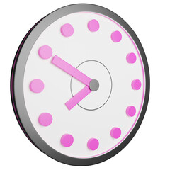 Modern 3D Wall Clock Illustration – Stylish Timepiece Design with Pink Accents