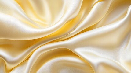 Obraz premium Elegant background featuring soft wavy folds in pale yellow silk satin Ideal for banners and promotional materials