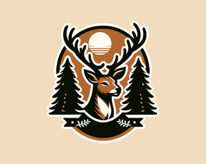 Deer logo vector template. Deer head logo icon vector illustration. Deer logo design for t-shirts