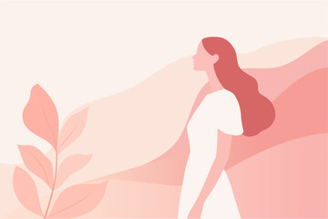 illustration of a woman healthy mentality selfcare confident relax love herself acceptance concept vector contemporary art