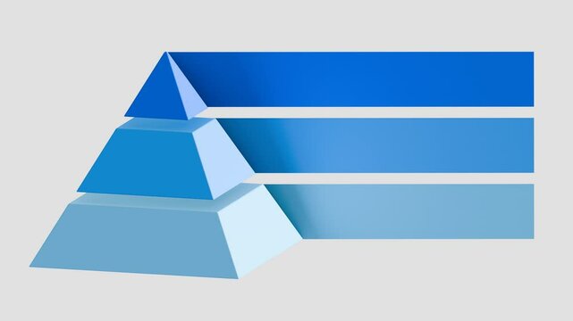 Pyramide Diagramm 3teilig, Informationsgrafik, 3D, Optionen, Statistik, Darstellung, blau