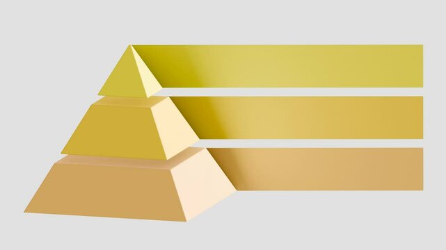 Pyramide Diagramm 3teilig, Informationsgrafik, 3D, Optionen, Statistik, Darstellung, gelb, braun