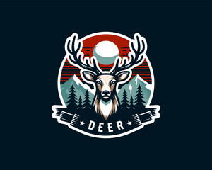 Deer logo vector template. Deer head logo icon vector illustration. Deer logo design for t-shirts