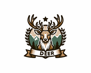 Deer logo vector template. Deer head logo icon vector illustration. Deer logo design for t-shirts