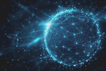 Obraz premium Glowing blue digital sphere with interconnected nodes. represents a global network.