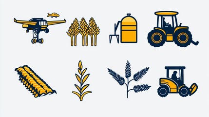 Farming Icons for Crop Cultivation and Agriculture