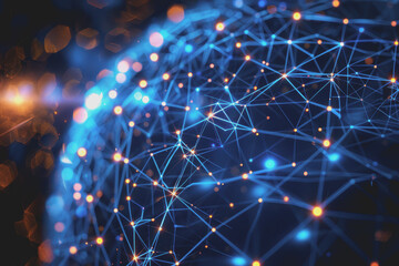 Obraz premium Glowing blue digital sphere with interconnected nodes. represents a global network.