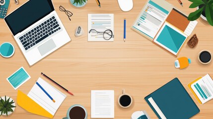 Network flat design top view theme information technology