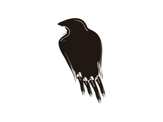 black raven silhouette design symbol vector on transparent background