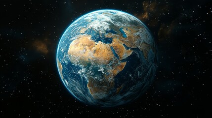 Obraz premium Hyperrealistic View of Earth from Space with Global Connections