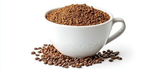 Instant Coffee In A White Cup Isolated In White