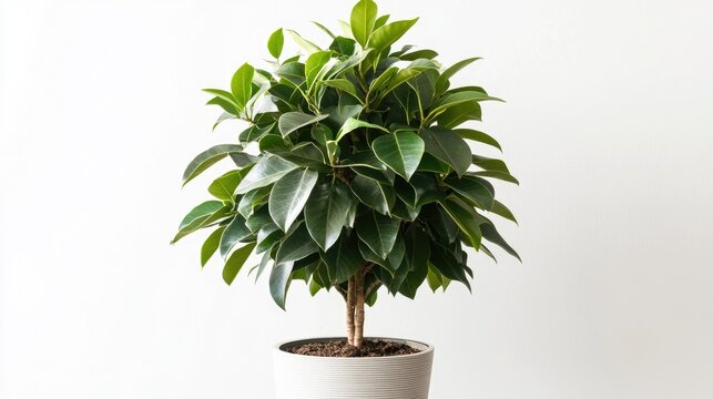 Ficus Audrey plant in a pot viewed from the front against a white background