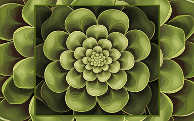 Abstract green flower with light and dark green tones  nature  growth  spring   