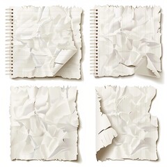 Obraz premium set of crumpled papers with white background