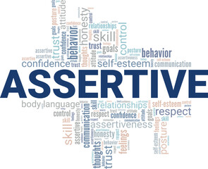Assertive word cloud conceptual design isolated on white background.