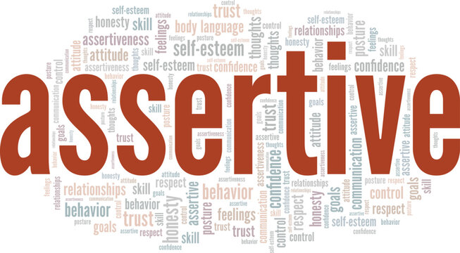 Assertive word cloud conceptual design isolated on white background.