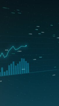 Dynamic digital animation of financial growth trends, showcasing increasing profits and decreasing losses, cryptocurrency market analysis, vibrant blue color scheme, Copy space.