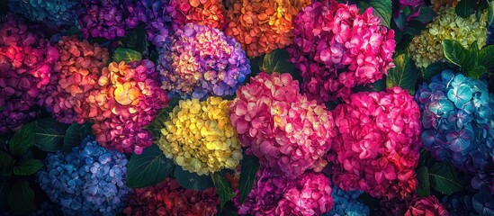 Colorful Hydrangea Flowers In Garden