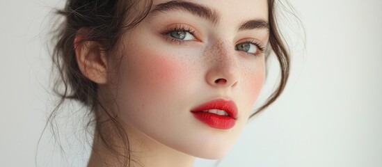 Fototapeta premium Beauty Portrait Of A Young Woman On White Background