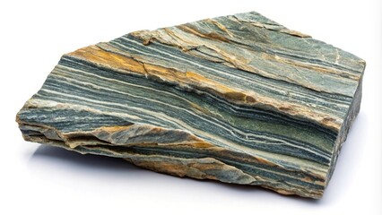 Folded schist metamorphic rock with asymmetrical detail