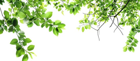 Nature scenery with greenery leaves and branches on a white isolated background ideal for a copy space image