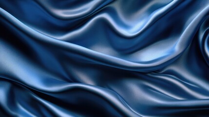 Obraz premium Blue silk backdrop featuring folds Abstract texture highlighting a rippled satin surface