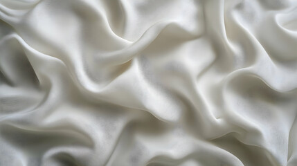 Obraz premium Texture of white silk fabric with waves, crumpled silky cloth, satin, or velvet material -