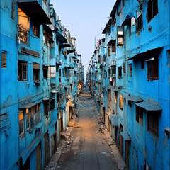 Aerial View of Dharavi Slum in Mumbai, India
