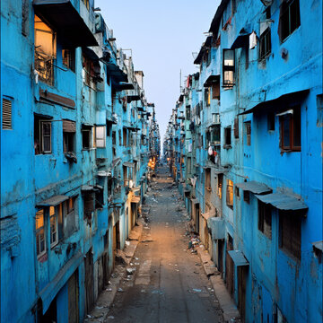 Aerial View of Dharavi Slum in Mumbai, India